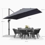 PURPLE LEAF Parasol z wysięgnikiem 3 × 3 m z podstawą, parasol ogrodowy z regulacją nachylenia, tkanina z ochroną UV, na balkon, patio, taras, szary – Image 3