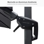 PURPLE LEAF Parasol z wysięgnikiem 3 x 3 m z podstawą, parasol ogrodowy z regulacją nachylenia i oświetleniem LED zasilanym energią słoneczną, tkanina z ochroną UV, szary – Image 7