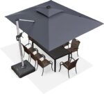 PURPLE LEAF Parasol z wysięgnikiem prostokątnym 2,7 x 3,65 m z oświetleniem LED, parasol ogrodowy z podwójnym dachem obrotowym o 360°, parasol z wysięgnikiem z regulacją nachylenia, parasol ogrodowy...