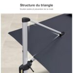 PURPLE LEAF Parasol z wysięgnikiem prostokątnym 2,7 x 3,65 m z oświetleniem LED, parasol ogrodowy z podwójnym dachem obrotowym o 360°, parasol z wysięgnikiem z regulacją nachylenia, parasol ogrodowy... – Image 5