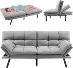RELAX4LIFE Rozkładana sofa 5 w 1 z 3-stopniową regulacją oparcia | 4-stopniowa regulacja podłokietników | Metalowe nóżki, nowoczesna sofa z dzielonym oparciem z pianki...