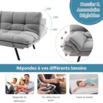 RELAX4LIFE Rozkładana sofa 5 w 1 z 3-stopniową regulacją oparcia | 4-stopniowa regulacja podłokietników | Metalowe nóżki, nowoczesna sofa z dzielonym oparciem z pianki... – Image 5