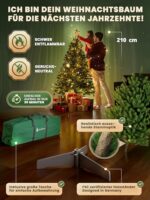 Sztuczna choinka bożonarodzeniowa 180 cm [Premium] – Realistyczna choinka bożonarodzeniowa ze stabilną końcówką | Choinka Nordmann 100% igły formowane wtryskowo z drewnianym stojakiem z certyfikatem FSC i… – Image 2