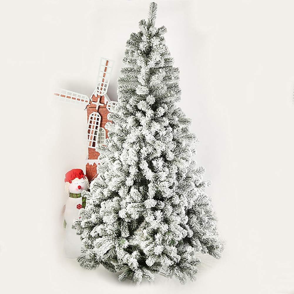 sapin-de-noel-artificiel-snoin-floque-en-pvc-sur-support-en-metal-sapin-de Sztuczna choinka świąteczna Snoin pokryta PVC na metalowym stojaku Choinka świąteczna z zawiasami z drewna świerkowego Realistyczny wygląd do dekoracji świątecznych – 210 cm Modna – Image 1