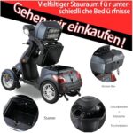 Elektryczny skuter z 4 kołami, 3 prędkościami, dużą przestrzenią bagażową, regulowaną głowicą i podłokietnikami oraz oparciem. Nadaje się do różnych terenów, wyposażony w reflektory, tylne światła i... – Image 5