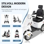 Elektryczny skuter z 4 kołami, 3 prędkościami, dużą przestrzenią bagażową, regulowaną głowicą i podłokietnikami oraz oparciem. Nadaje się do różnych terenów, wyposażony w reflektory, tylne światła i... – Image 2