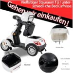 Elektryczny skuter z 4 kołami, 3 prędkościami, dużą przestrzenią bagażową, regulowaną głowicą i podłokietnikami oraz oparciem. Nadaje się do różnych terenów, wyposażony w reflektory, tylne światła i... – Image 3