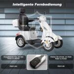 Elektryczny skuter z 4 kołami, 3 prędkościami, dużą przestrzenią bagażową, regulowaną głowicą i podłokietnikami oraz oparciem. Nadaje się do różnych terenów, wyposażony w reflektory, tylne światła i... – Image 4