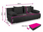 SILAPE – Sofa Naki – 3-osobowa sofa rozkładana – z pojemnikiem (czarna (Alova 04 + Berlin 02)) – Image 2