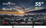 Smart Tech TV 4K UHD 55″ (139 cm) 55UG10V3, Smart TV Google TV, HDMI, USB, HEVC, Dolby Audio, HDR 10, CHROMESCAST, Asystent Google … [Klasa energetyczna E]