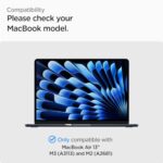 Spigen Urban Fit Etui kompatybilne z MacBook Air 13 cali M3 (2024) / MacBook Air 13 cali M2 A2681 (2022) Sztywna ochrona – Czarne – Image 2