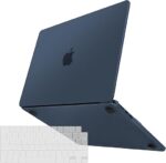 TECOOL Etui do MacBooka Air 13,6 cala M3 M2 2024 A3113 i 2022 A2681, „Szczególnie dla oficjalnego koloru Midnight” Sztywne etui z matowego plastiku i ochrona klawiatury AZERTY UE…