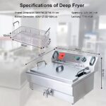 Valgus Elektryczna frytkownica komercyjna ze stali nierdzewnej 3000 W 30 l Frytkownica o dużej pojemności z koszem i pokrywą, systemem opróżniania do... – Image 3
