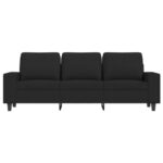 vidaXL 3-osobowa sofa, siedzisko z podłokietnikami i wyściełanym oparciem, sofa z poduszkami, mebel do salonu, nowoczesna, czarna tkanina – Image 4