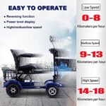 ZORZA 4-kołowy skuter elektryczny dla dorosłych, składany skuter elektryczny dla starszych osób niepełnosprawnych, rower elektryczny dla mężczyzn z oświetleniem i koszem, elektryczne hulajnogi dla dorosłych, niebieski – Image 2