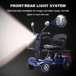 ZORZA 4-kołowy skuter elektryczny dla dorosłych, składany skuter elektryczny dla starszych osób niepełnosprawnych, rower elektryczny dla mężczyzn z oświetleniem i koszem, elektryczne hulajnogi dla dorosłych, niebieski – Image 6