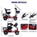 ZORZA 4-kołowy skuter elektryczny dla dorosłych, składany skuter elektryczny dla starszych osób niepełnosprawnych, rower elektryczny dla mężczyzn z oświetleniem i koszem, elektryczne hulajnogi dla dorosłych, niebieski – Image 7