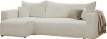 GREKPOL Narożnik rozkładany 145×248 po lewej lub prawej stronie – Rozkładana sofa 3-osobowa – sofa z miejscem do przechowywania – sofa rozkładana – sofa rozkładana – sofa w kolorze beżowym