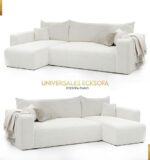 GREKPOL Narożnik rozkładany 145×248 po lewej lub prawej stronie – Rozkładana sofa 3-osobowa – sofa z miejscem do przechowywania – sofa rozkładana – sofa rozkładana – sofa w kolorze beżowym – Image 4