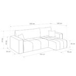 GREKPOL Narożnik rozkładany 145 x 248 cm, lewy lub prawy Rozkładana sofa 3-osobowa – sofa w kolorze beżowym – sofa z miejscem do przechowywania – sofa rozkładana – Image 3