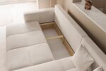 GREKPOL Narożnik rozkładany 145 x 248 cm, lewy lub prawy Rozkładana sofa 3-osobowa – sofa w kolorze beżowym – sofa z miejscem do przechowywania – sofa rozkładana – Image 6